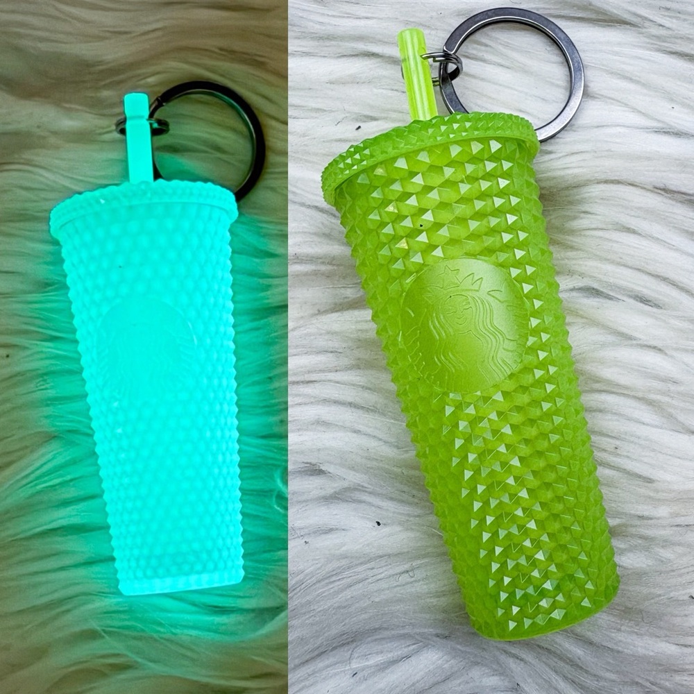 Starbucks Glow in the Dark 2022 Halloween Green Studded Ornament Keychain NEW